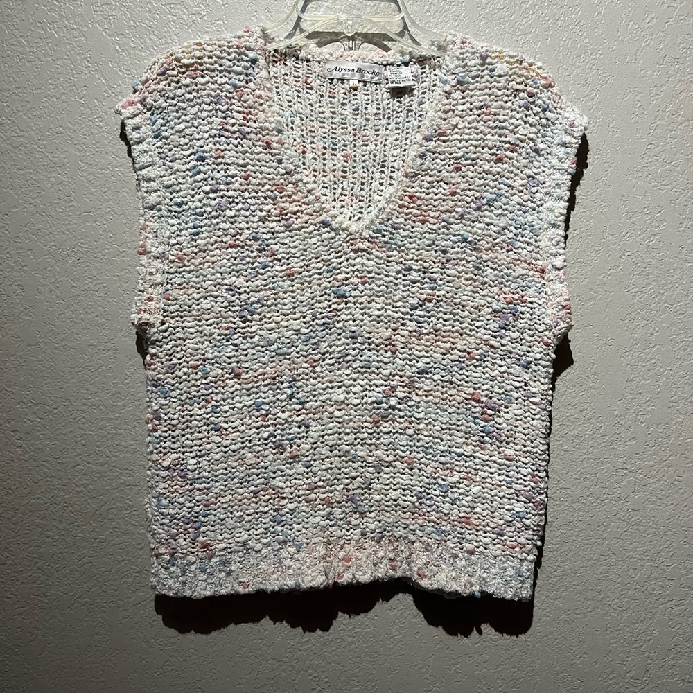 V neck pull over sweater vest by Alyssa Brooke